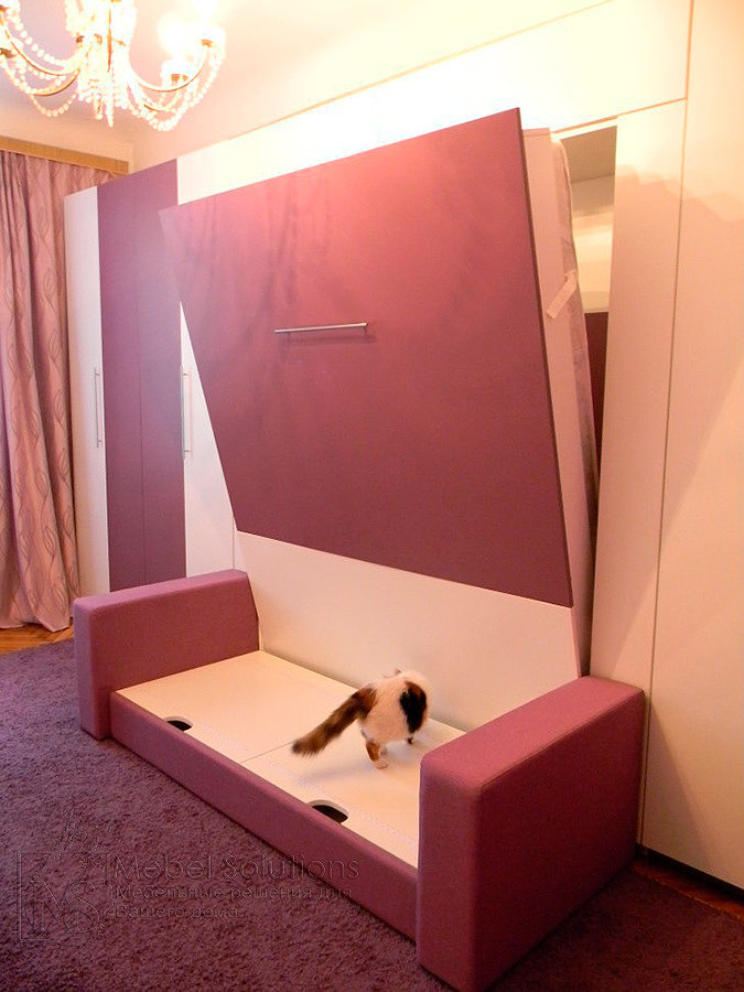 Вертикальная шкаф-кровать с автоматическим складным диваном