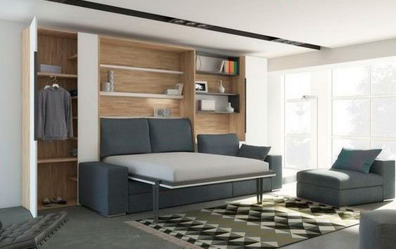 Шкаф-кровать с угловым диваном 1-025